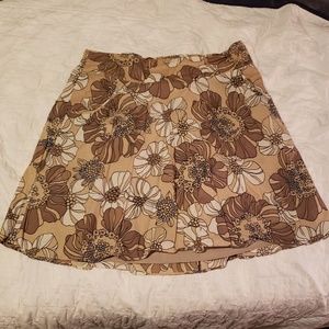 Mossimo tan/ brown floral skater skirt w/ POCKETS